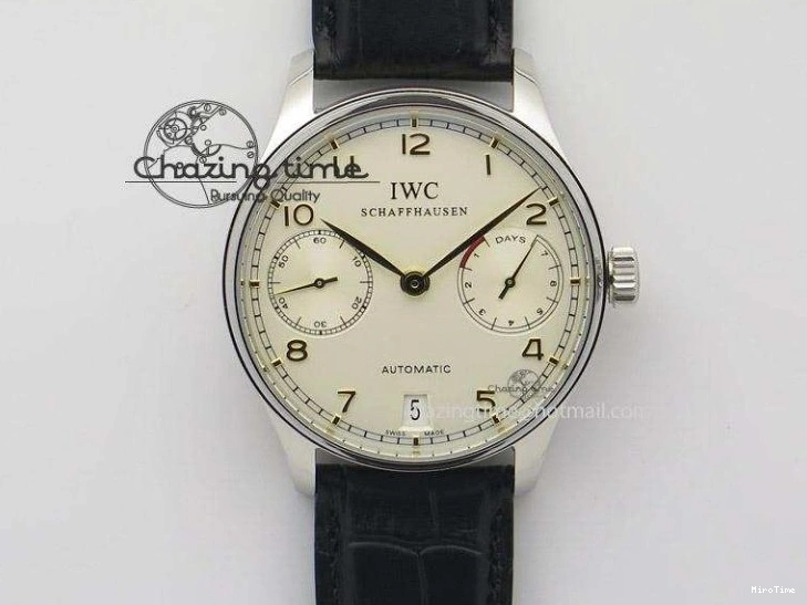 MIROTIME 0519 TimelessDesign Portuguese IW358304 ZF 1:1 Best Edition SS Blue Dial on Leather Strap A 7078